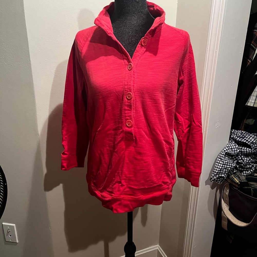 J. Crew Red Button-Up Hoodie